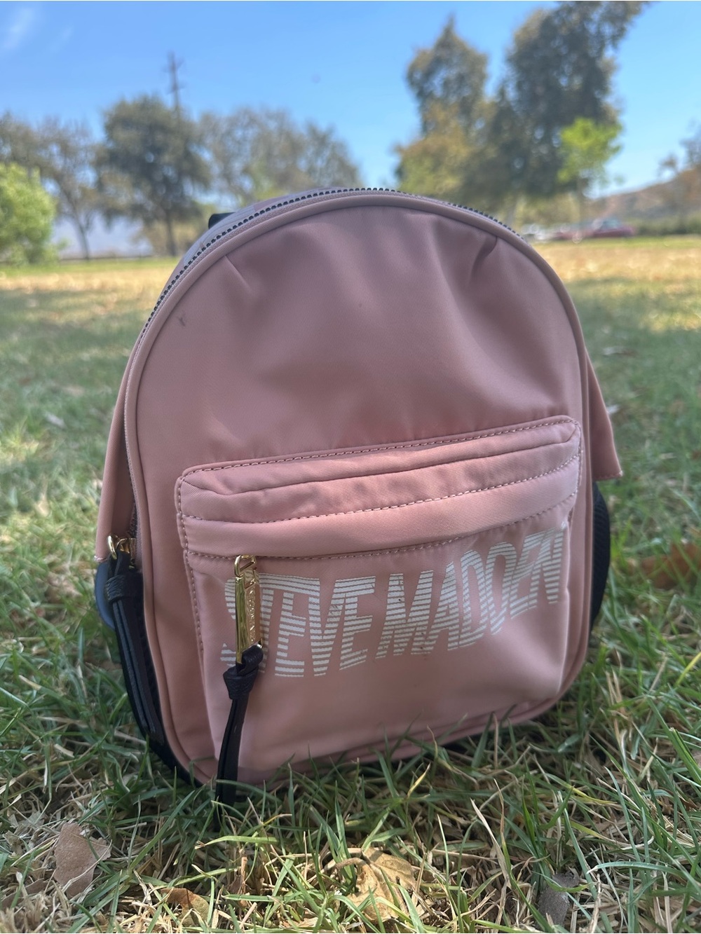 Steve Madden Blush Pink Mini Backpack with Branded Front Pocket